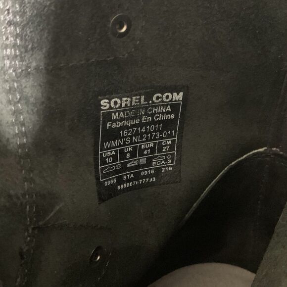 Sorel Joan of Artic Wedge Mid Women's 10 Black Leather Boots Booties Calf Length - Picture 9 of 9